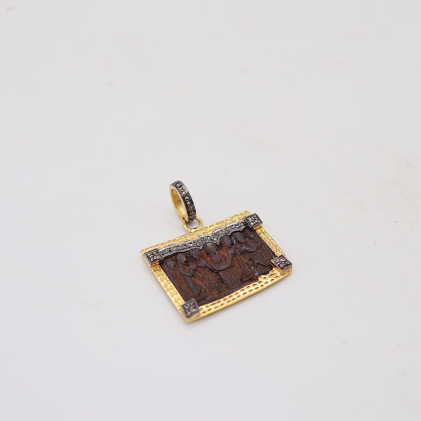 BYZANTINE 1650 Orthodox Medal In Copper 18Kt Vermeil Sterling And Diamonds