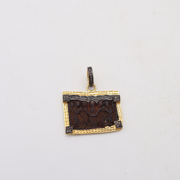 BYZANTINE 1650 Orthodox Medal In Copper 18Kt Vermeil Sterling And Diamonds