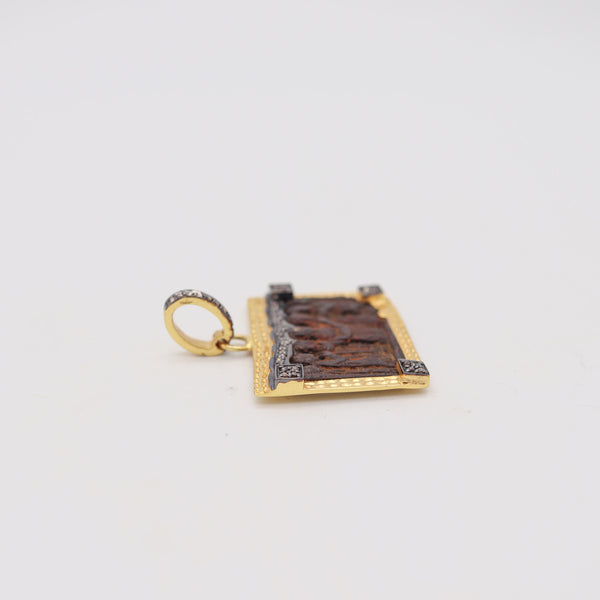 BYZANTINE 1650 Orthodox Medal In Copper 18Kt Vermeil Sterling And Diamonds