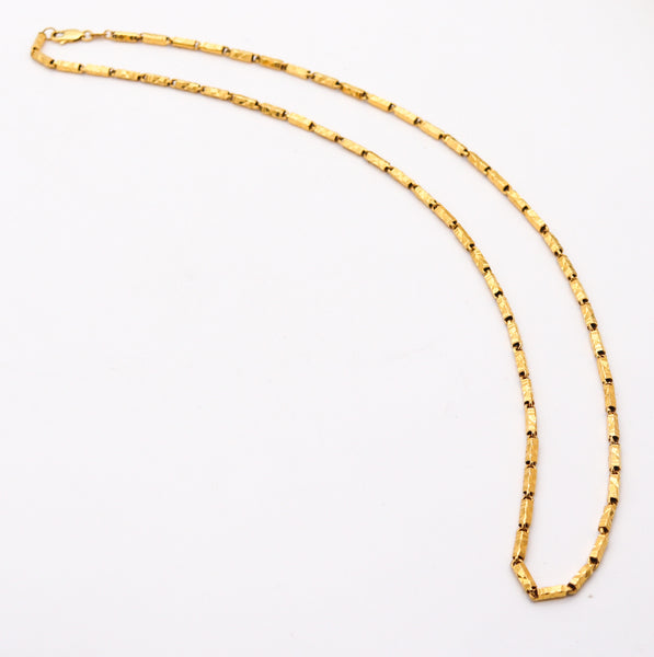 SCULPTED Long Necklace Chain In Solid Hammered 22Kt Yellow Gold