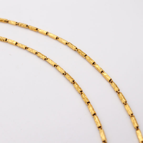 SCULPTED Long Necklace Chain In Solid Hammered 22Kt Yellow Gold