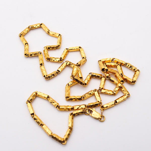 SCULPTED Long Necklace Chain In Solid Hammered 22Kt Yellow Gold