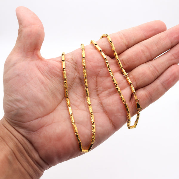 SCULPTED Long Necklace Chain In Solid Hammered 22Kt Yellow Gold