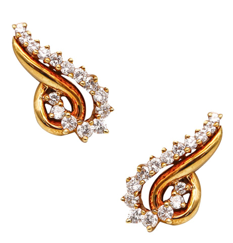 JOSE HESS Clips-On Earrings In 18Kt Yellow Gold With 1.80 Ctw In Diamonds