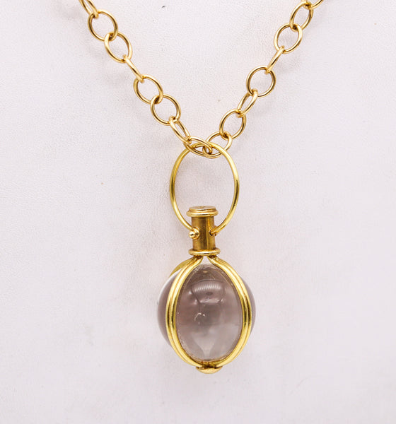 TEMPLE ST CLAIR Caged Rock Quartz Amulet Pendant Necklace In 18Kt Yellow Gold