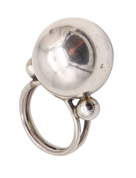 ART-DECO 1935 European Sculptural Cocktail Ring In .925 Sterling Silver