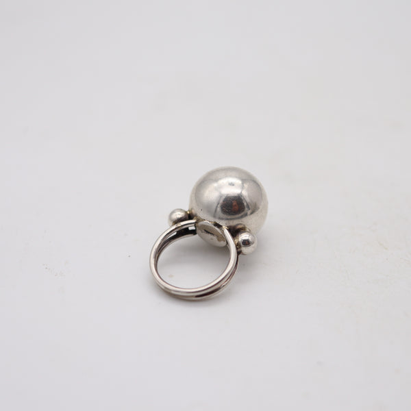 ART-DECO 1935 European Sculptural Cocktail Ring In .925 Sterling Silver