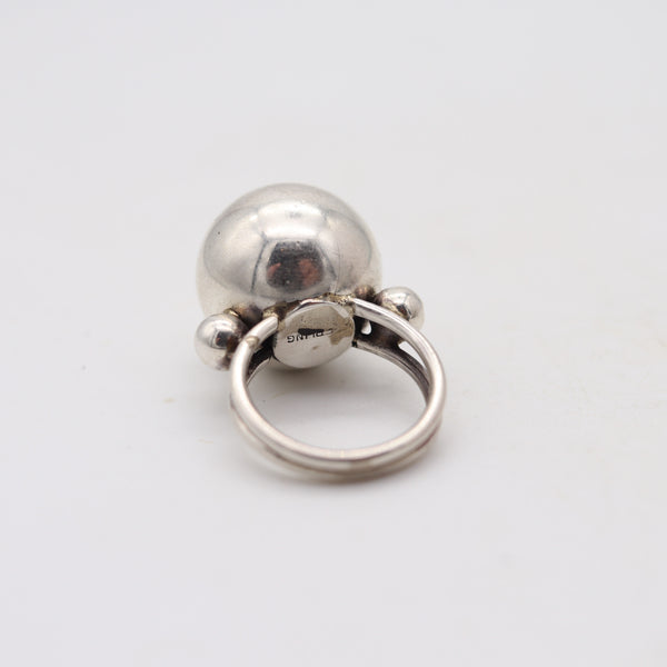 ART-DECO 1935 European Sculptural Cocktail Ring In .925 Sterling Silver