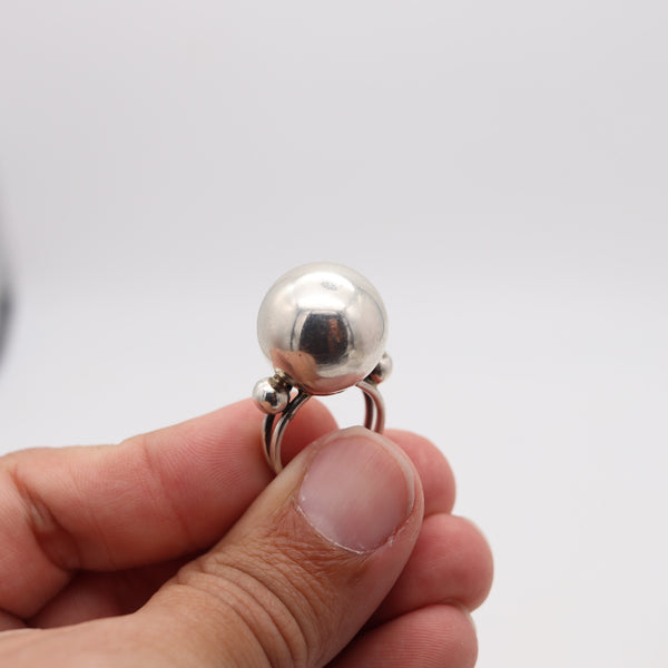 ART-DECO 1935 European Sculptural Cocktail Ring In .925 Sterling Silver