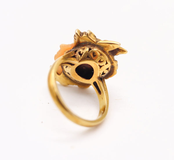 ART-NOUVEAU 1890 American Ring With Hermes Portrait In 14Kt Yellow Gold