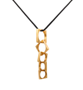 DINH VAN Paris Movable Squares Necklace Pendant In Solid 18Kt Yellow Gold