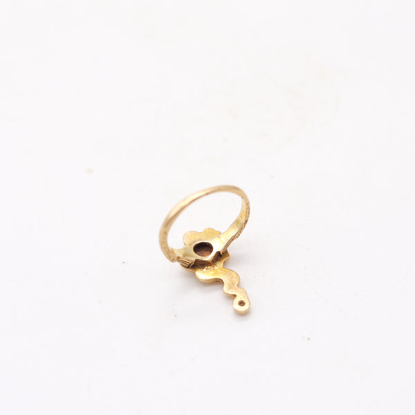 ART-NOUVEAU 1900 American Ring With Lady Profile In 14Kt Yellow Gold