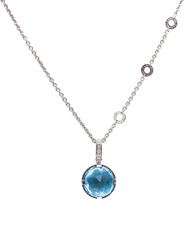 BVLGARI Roma Parentesi Necklace 18Kt White Gold With 7.24 Ctw Diamonds & Topaz