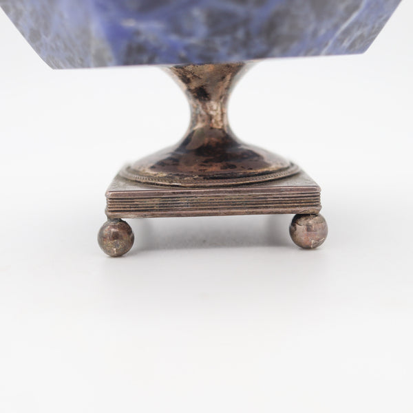 DUTCH 1850 Netherlands Antique Compote In Sterling Silver And Carved Sodalite