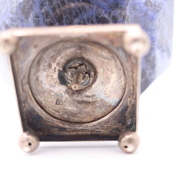 DUTCH 1850 Netherlands Antique Compote In Sterling Silver And Carved Sodalite