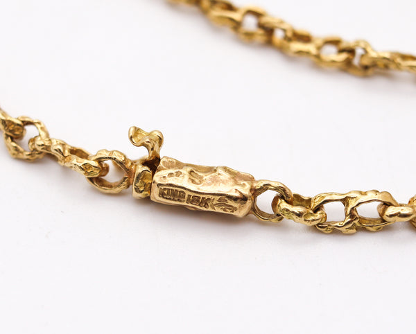 ARTHUR KING 1970 Organic Necklace Chain In 18Kt Gold With Quartz Matrix & Sapphires