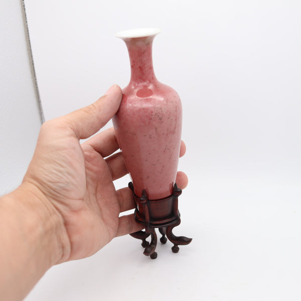 QING DYNASTY 18-19th Century Kangxi Antique Chinese Peach Bloom Porcelain Vase