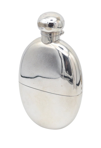 ALEXANDER CLARK 1894 London Pocket Liquor Flask In .925 Sterling Silver & Gilt