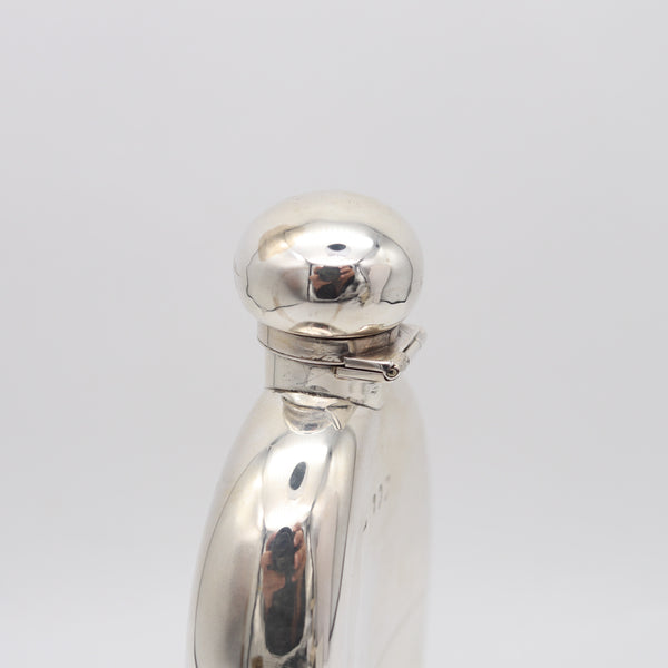 ALEXANDER CLARK 1894 London Pocket Liquor Flask In .925 Sterling Silver & Gilt