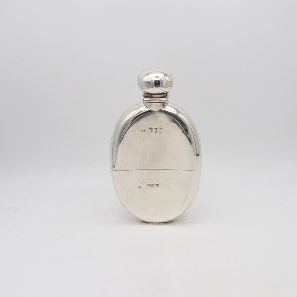 ALEXANDER CLARK 1894 London Pocket Liquor Flask In .925 Sterling Silver & Gilt