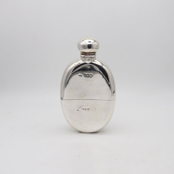 ALEXANDER CLARK 1894 London Pocket Liquor Flask In .925 Sterling Silver & Gilt