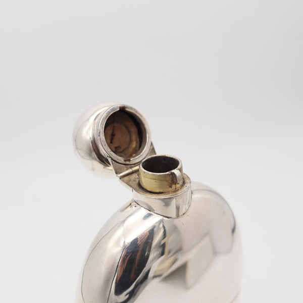 ALEXANDER CLARK 1894 London Pocket Liquor Flask In .925 Sterling Silver & Gilt