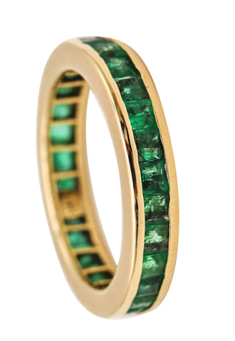 -Italian Eternity Ring Band In 14 Kt Yellow Gold With 2.10 Ctw In Emeralds