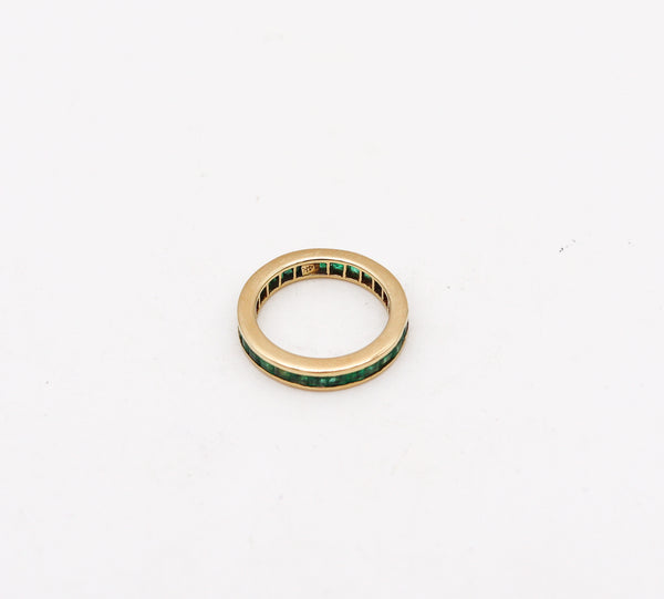 -Italian Eternity Ring Band In 14 Kt Yellow Gold With 2.10 Ctw In Emeralds