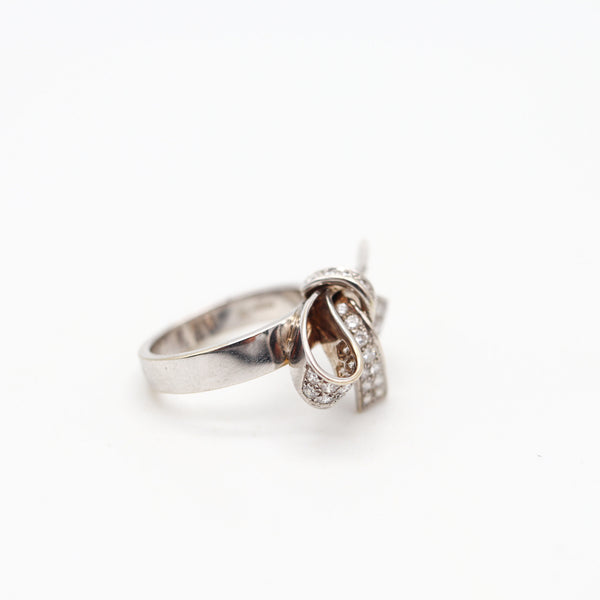 GARRARD & CO. French Ritz Bow Cocktail Ring 18Kt White Gold With VS Diamonds