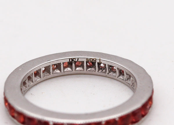 -Italian Eternity Ring Band In 18 Kt White Gold With 1.68 Ctw In Reddish Sapphires
