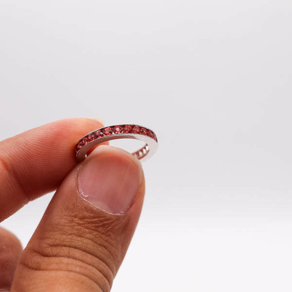 -Italian Eternity Ring Band In 18 Kt White Gold With 1.68 Ctw In Reddish Sapphires