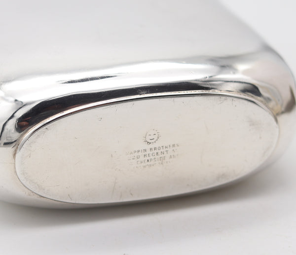 AARON LUFKIN DENNISON 1886 Birmingham Liquor Flask In .925 Sterling Silver & Leather
