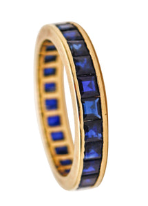 -Italian Eternity Ring Band In 14 Kt Yellow Gold With 2.40 Ctw In Sapphires