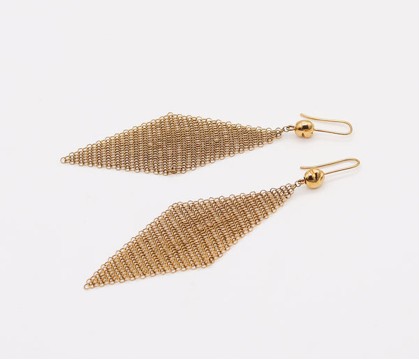TIFFANY & CO. By Elsa Peretti Long Drop Mesh Earrings In 18Kt Yellow Gold