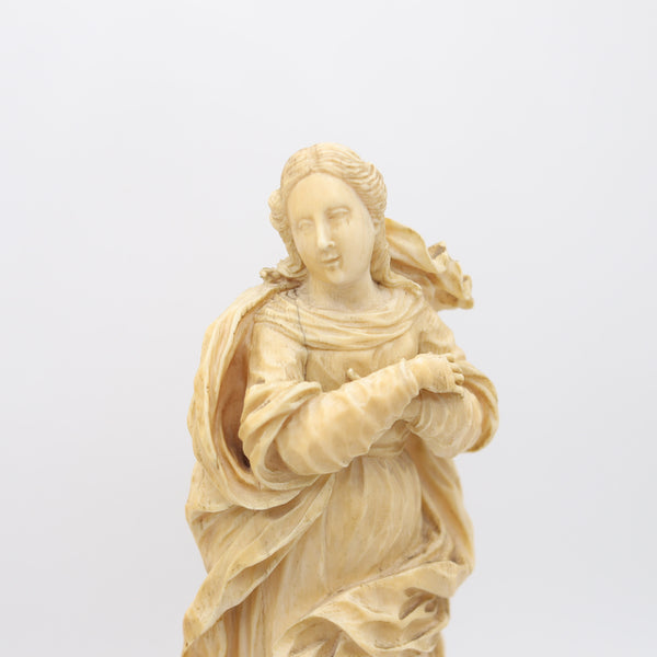 SPANISH SCHOOL 1775 Baroque Carved Sculpture Of Virgin Immaculata Madonna