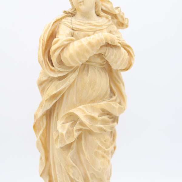 SPANISH SCHOOL 1775 Baroque Carved Sculpture Of Virgin Immaculata Madonna