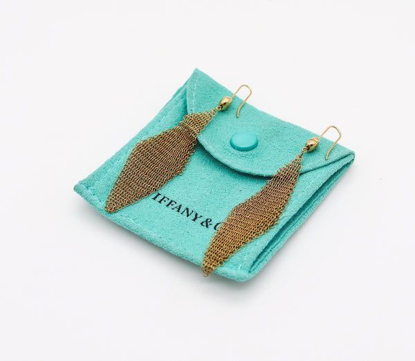 TIFFANY & CO. By Elsa Peretti Long Drop Mesh Earrings In 18Kt Yellow Gold