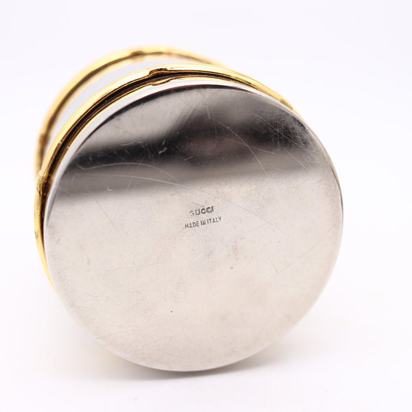 GUCCI 1980 Milano Desk Butane Lighter In Chromed Steel And Gold Accents