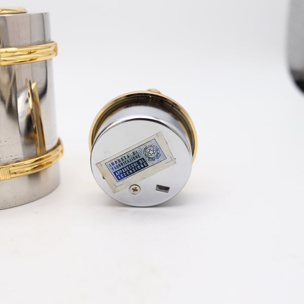 GUCCI 1980 Milano Desk Butane Lighter In Chromed Steel And Gold Accents