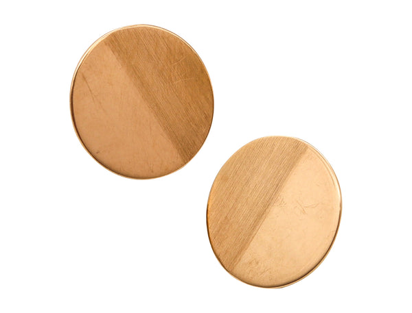 BETTY COOKE 1990 Geometric Circular Studs Earrings In 14Kt Yellow Gold