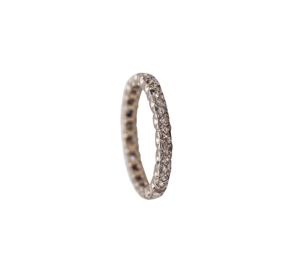 -Art Deco 1930 Eternity Ring Band In 18 Kt White Gold With 28 Diamonds