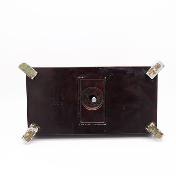 RONSON 1935 Machine Age Brown Lacquer Desk Double Box Touch Tip Striker