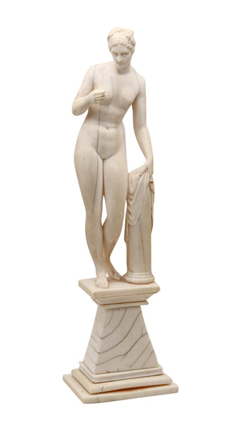 CONTINENTAL 19th Century Antique Carved Sculpture Of Standing Naked Venus