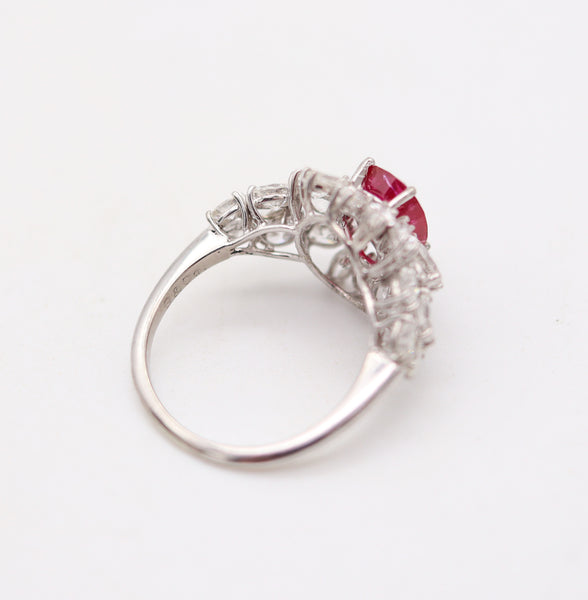 GARRARD & CO. Cocktail Ring 18Kt Gold With 4.65 Cts Diamonds & GIA Burmese Ruby