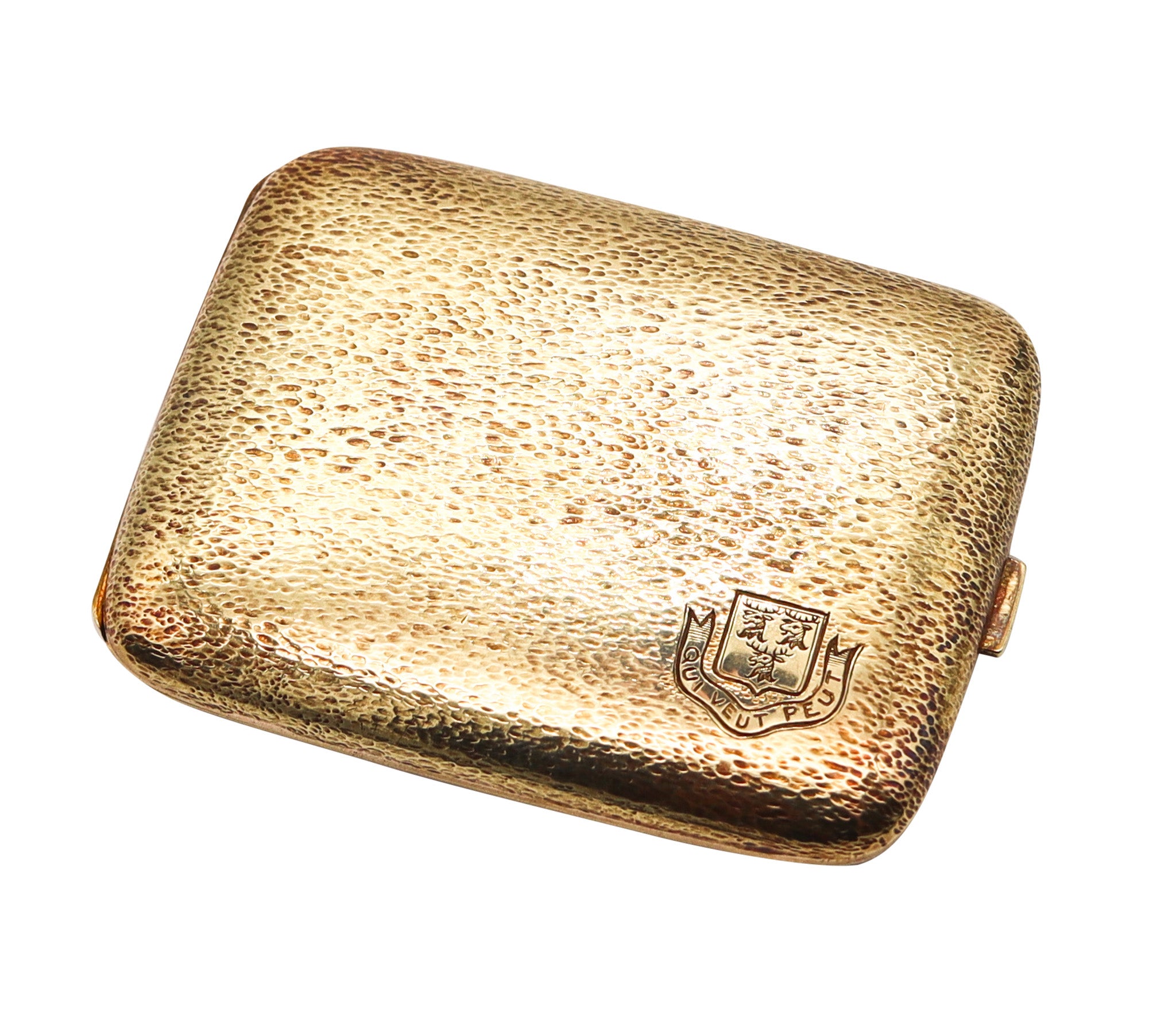 C.S. Carter 1930 American Art-Deco Case Pill Box In Textured 14Kt Yellow Gold