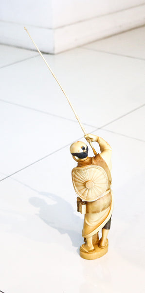 OKIMONO 1890 Japan Meiji Period Carved Sculpture Of Ebisu As Fisherman