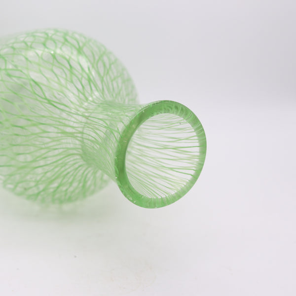 DINO MARTENS 1960 For Aureliano Toso Murano Art Glass Green Zanfirico Vase