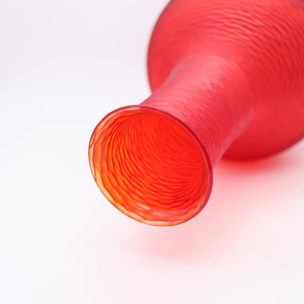 VENINI 1940 By Carlo Scarpa Murano Battuto Red Art Glass Vase
