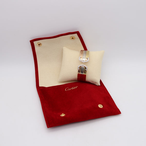 -Cartier Paris Vintage Trinity Double C Cuff Bracelet In 18Kt Gold With Diamonds