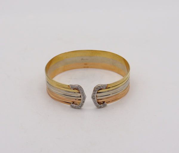 -Cartier Paris Vintage Trinity Double C Cuff Bracelet In 18Kt Gold With Diamonds